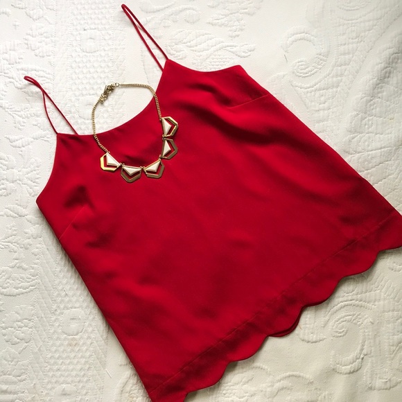 The Limited Tops - ✨The Limited | Red Scalloped Dressy Cami